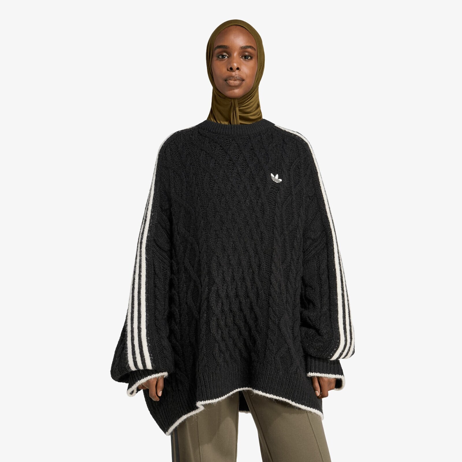 Sweater adidas Cableknit Sweater Black/ Chalk White Universal