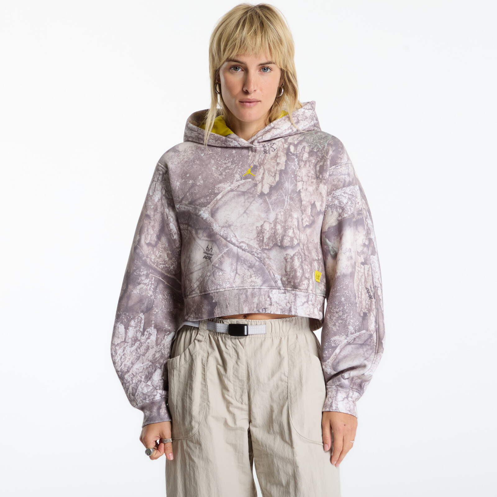 Sweatshirt Jordan Brooklyn Realtree Cropped Pullover Hoodie White/ Bright Citron M