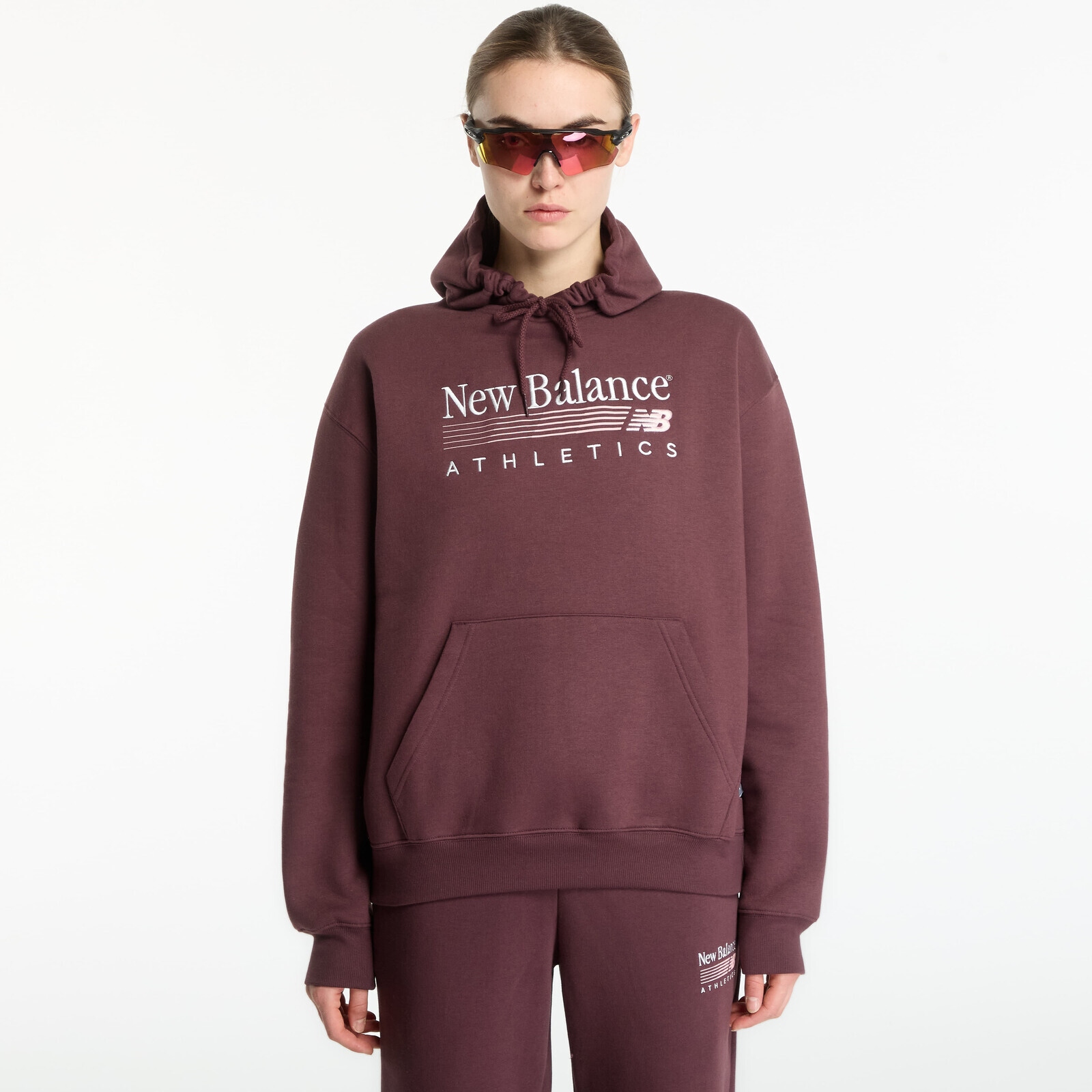 Sweatshirt New Balance Trackside Fleece Hoodie Cherry Leather M