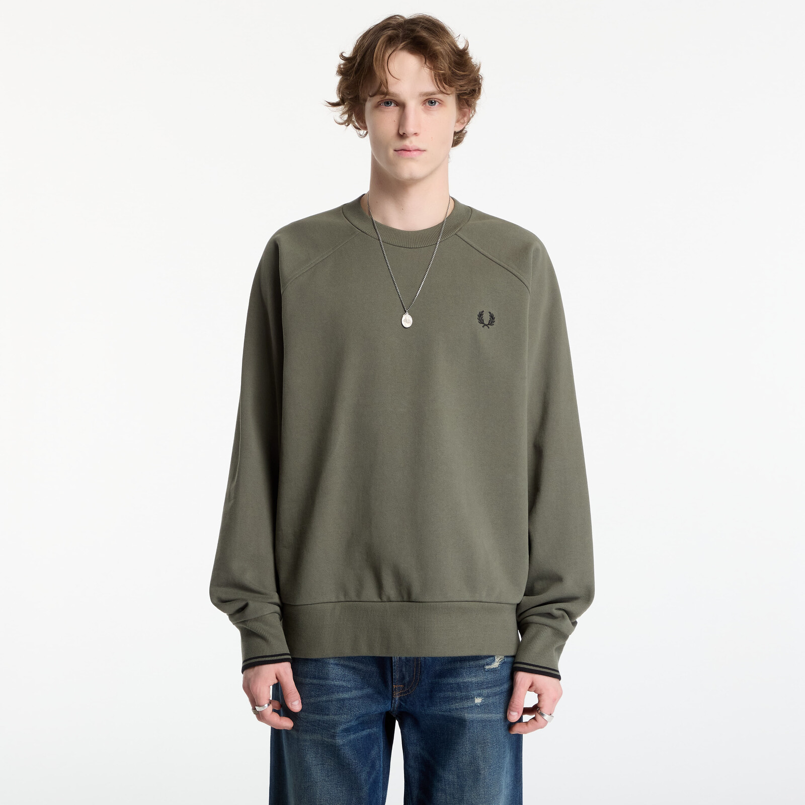 Sweatshirt FRED PERRY Tipped Crewneck Sweatshirt Black XL