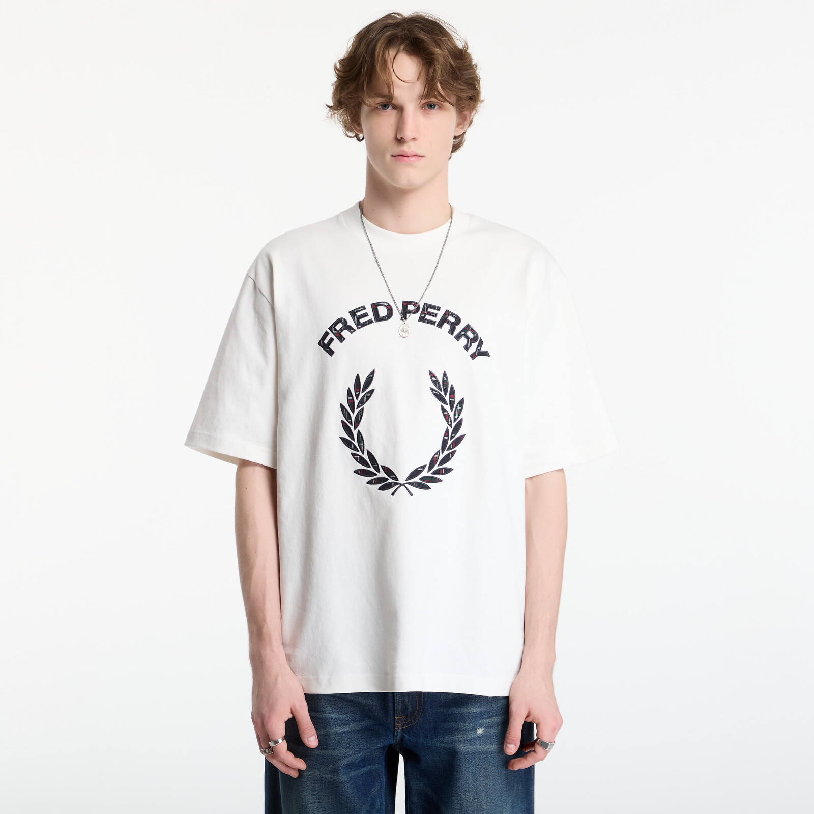 T-shirt FRED PERRY Tartan Applique T-shirt Snow White M