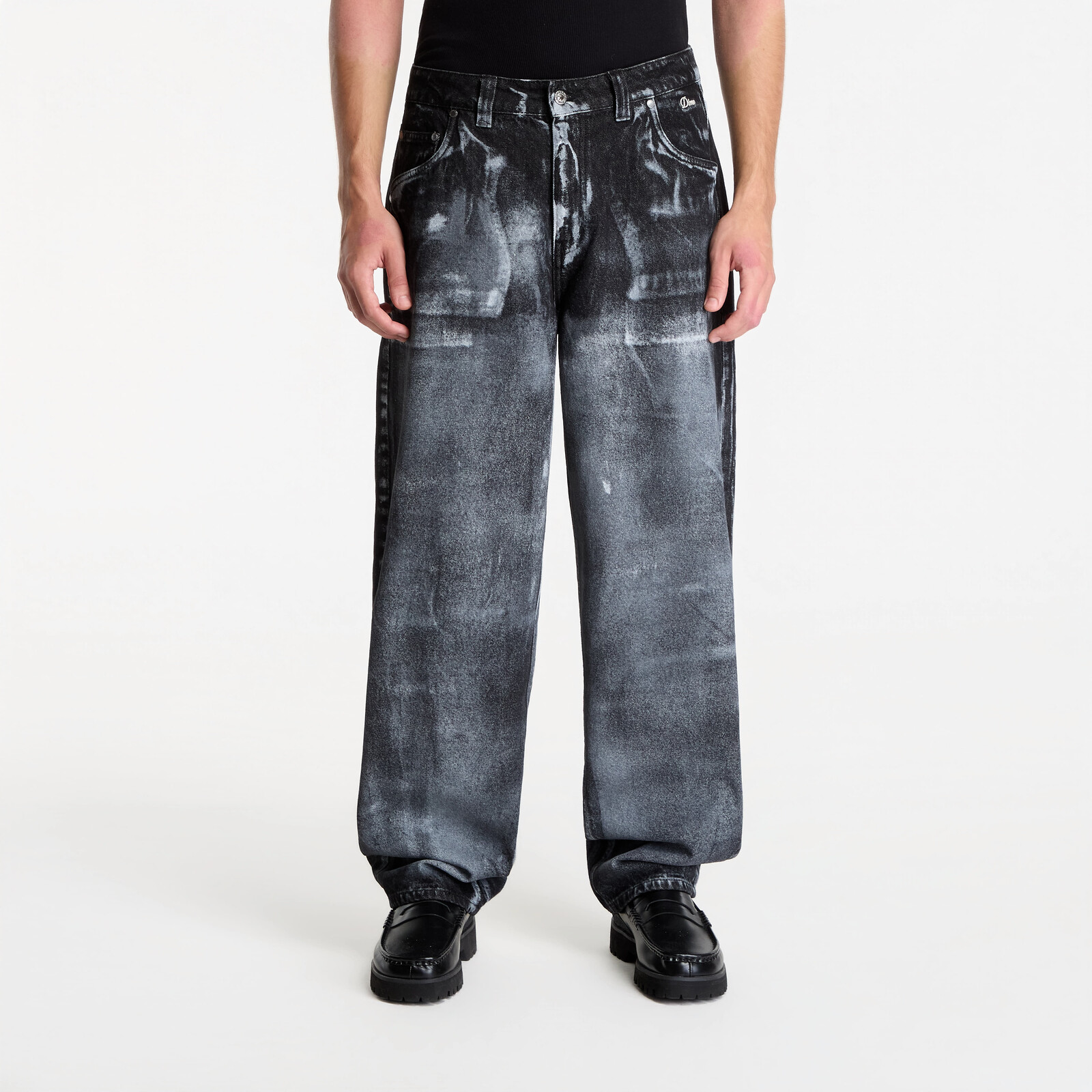 Pants Dime Baggy Denim Pants Black (White Paint) 36