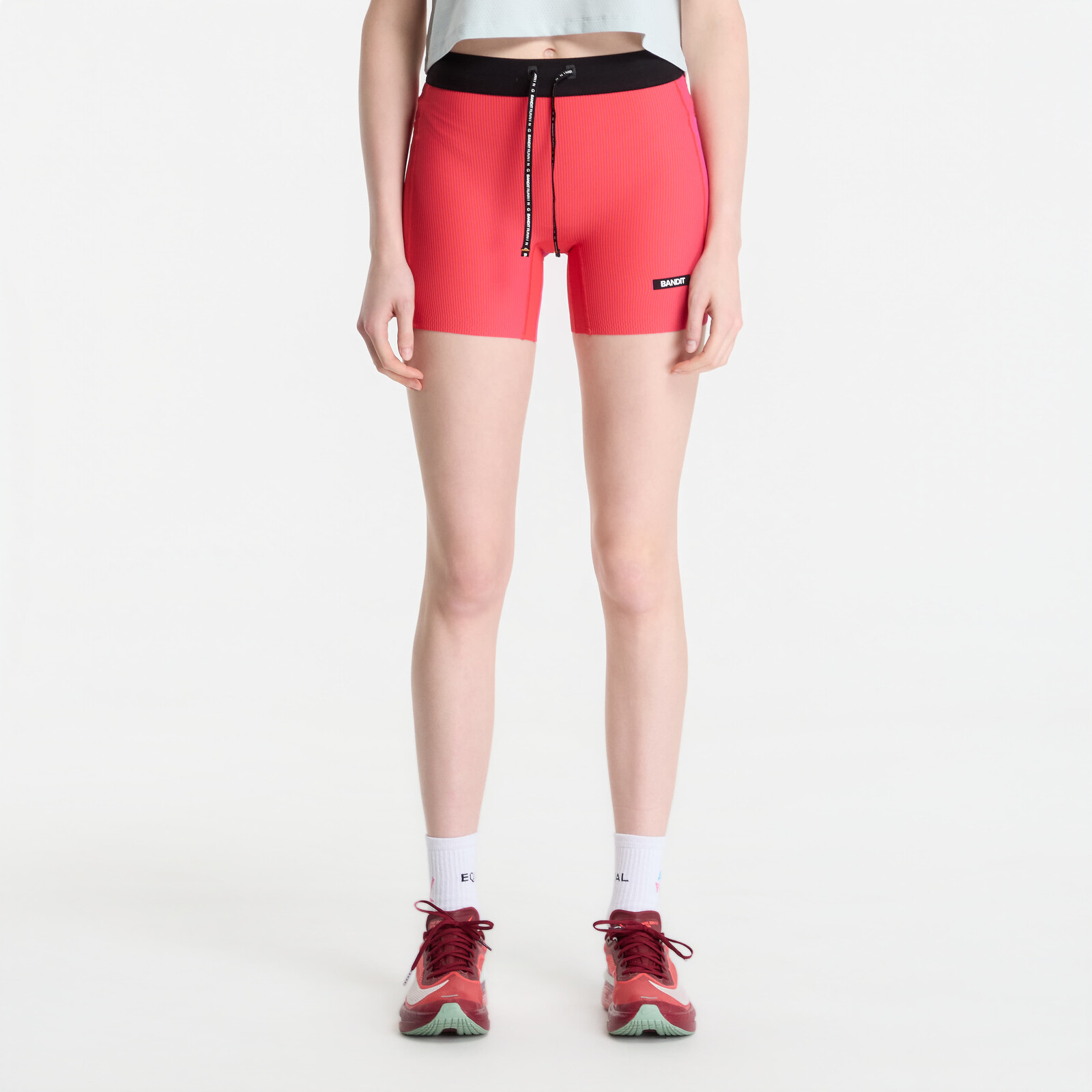 BANDIT Women's Striped Cadence™ 5 Compression Shorts Poppy/ Azalea M
