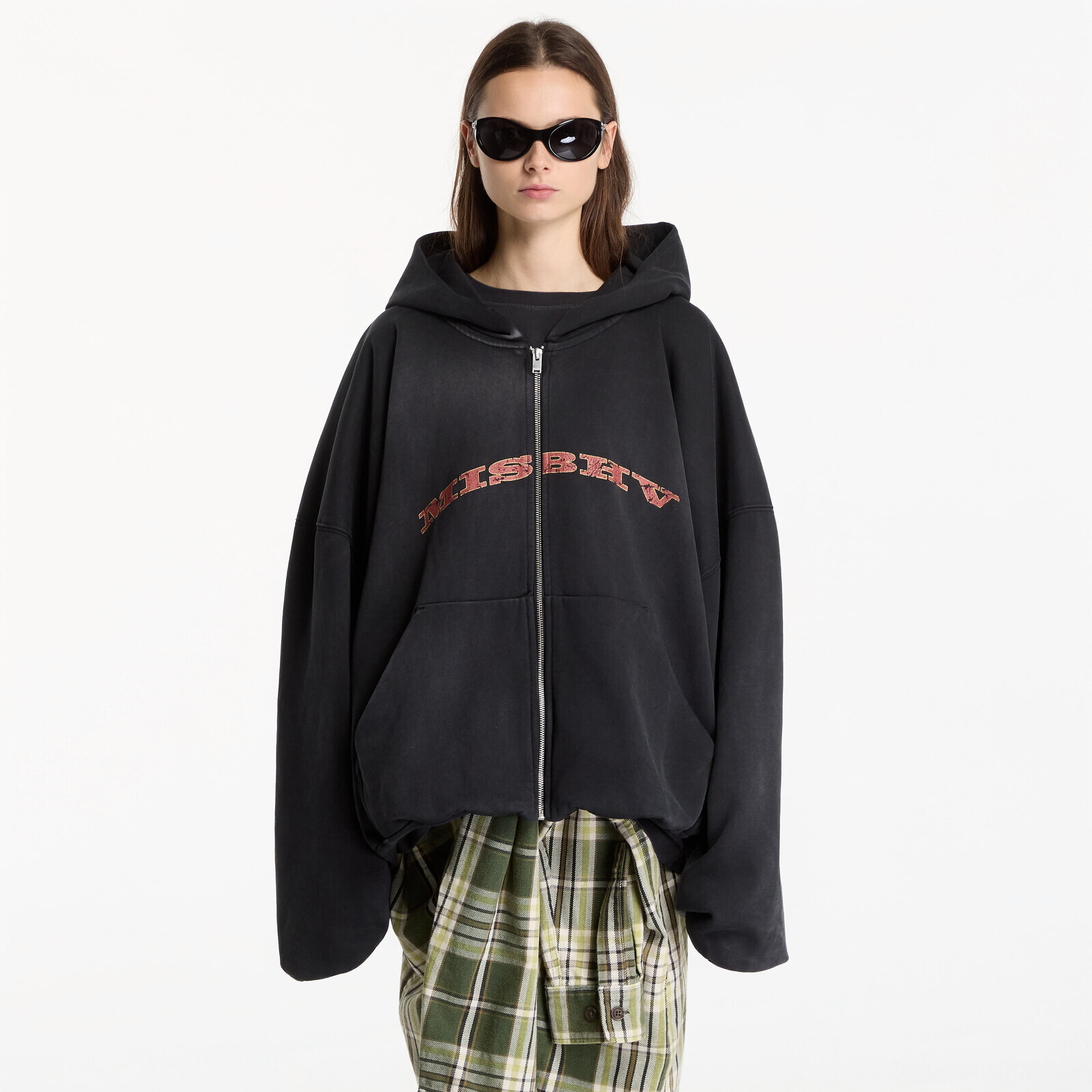 Sweatshirt MISBHV Faded Black Inflated Zipped Hoodie UNISEX XL