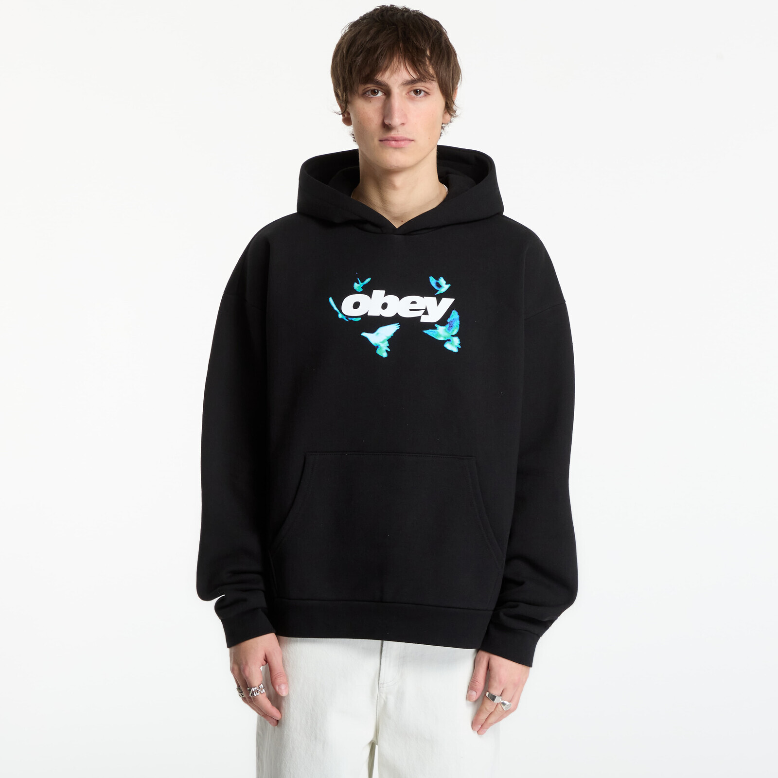 Sweatshirt Obey Doves Extra Heavy Hood Black XL