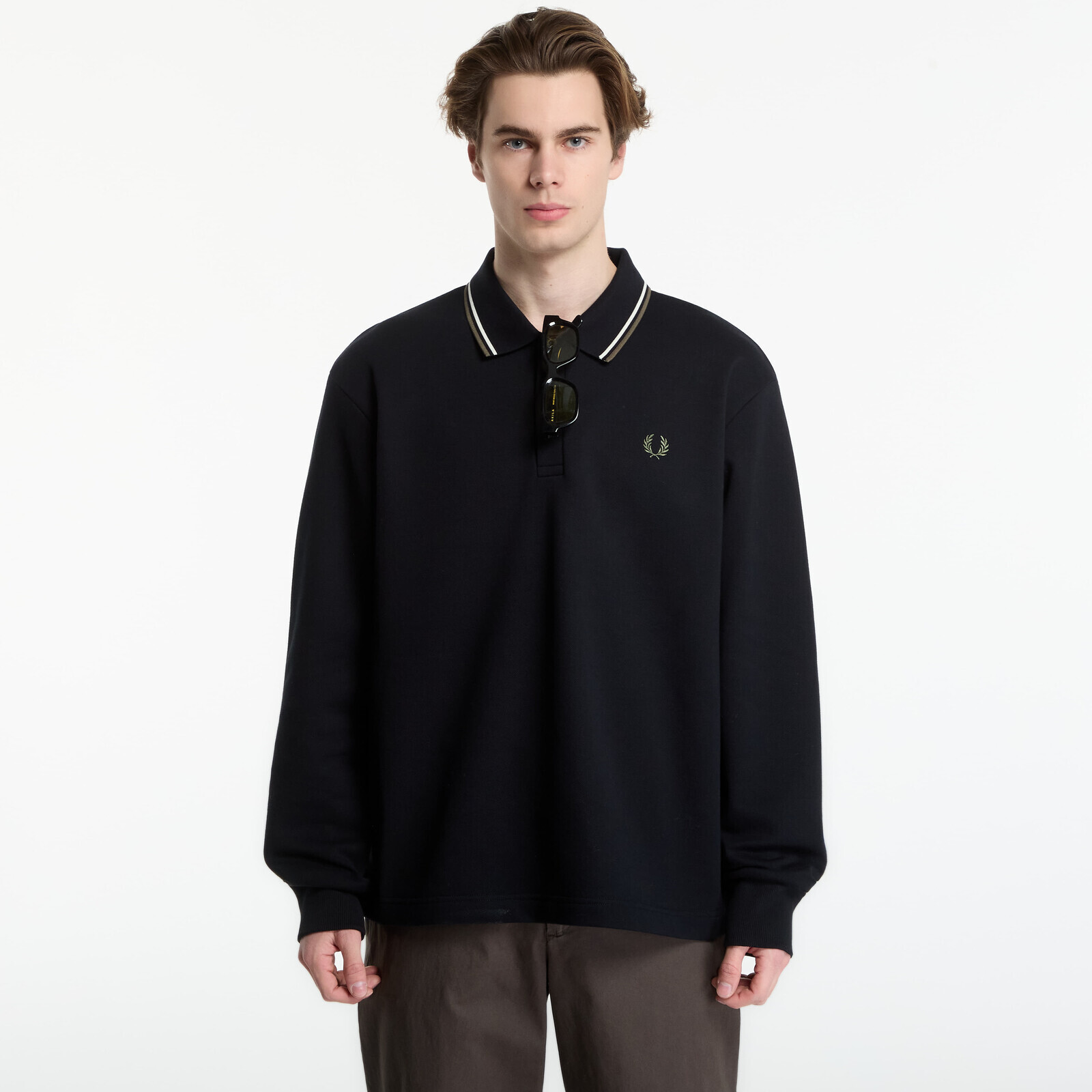 Sweatshirt FRED PERRY Tipped Collared Sweatshirt Black XL