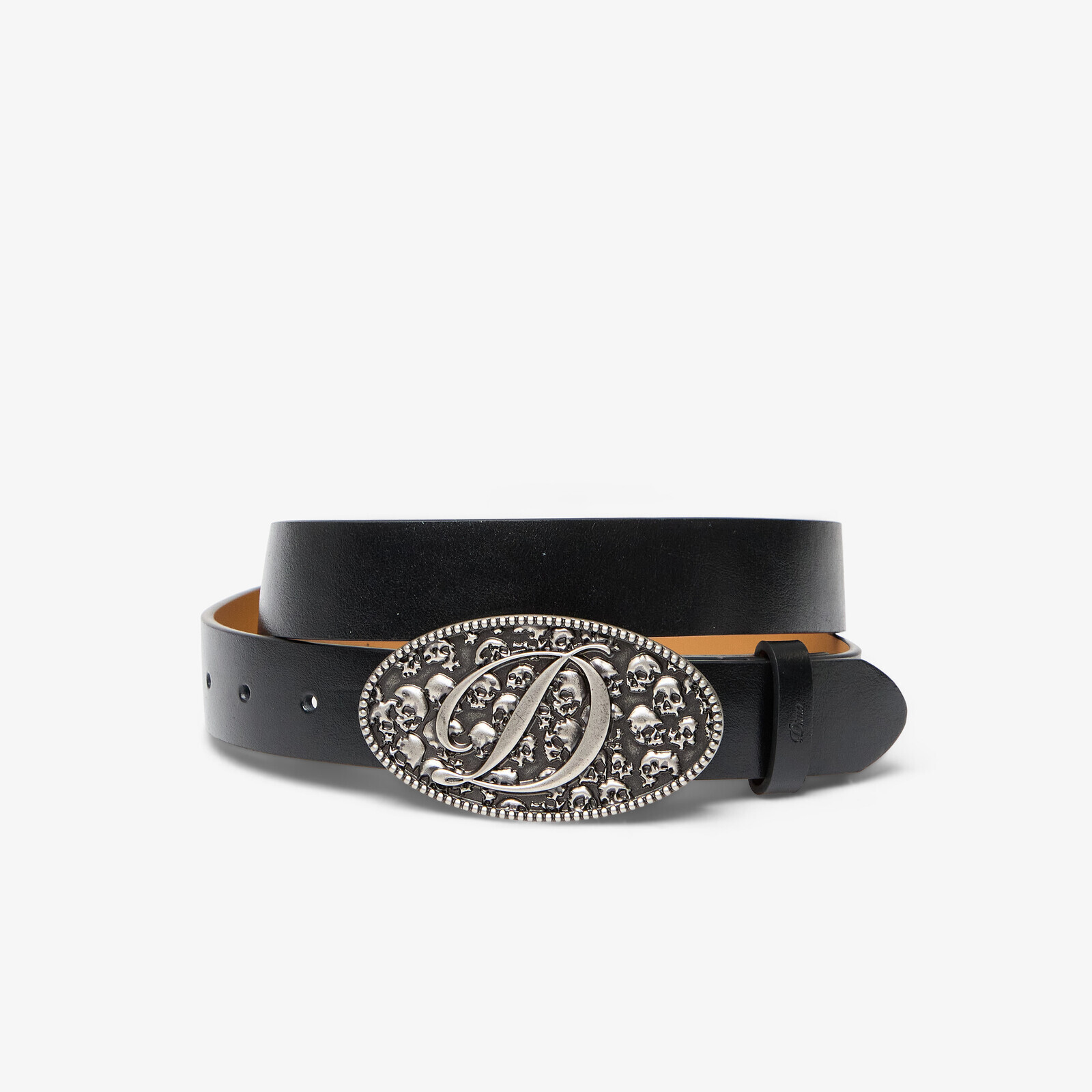 Dime Skull Leather Belt Black S/M
