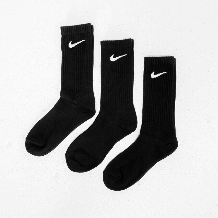 Nike 3 Pack Performance Cotton Lightweight Crew Socks Black 38-42