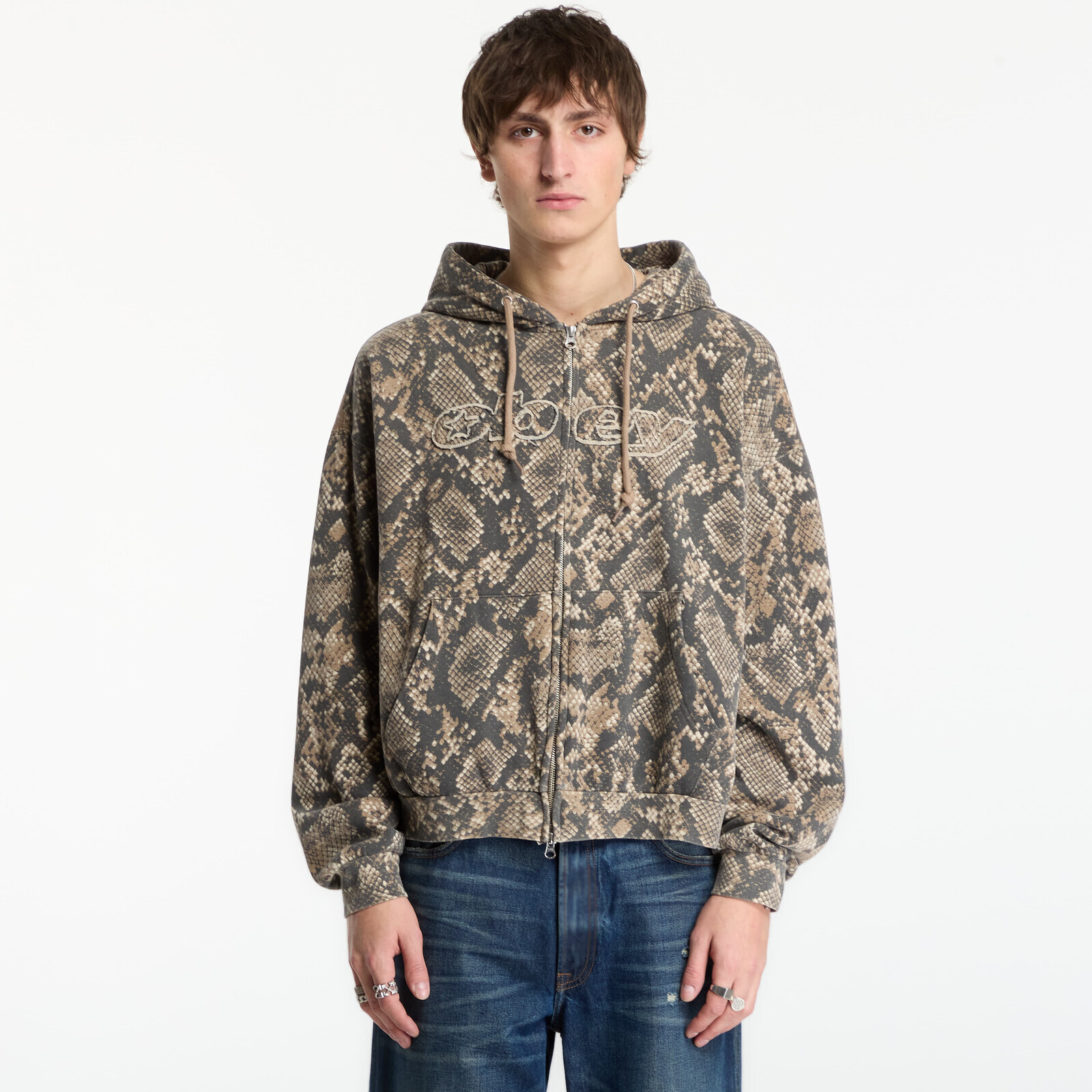 Sweatshirt Obey Moody Zip Hood Dusty Vintage Rattle Snake M
