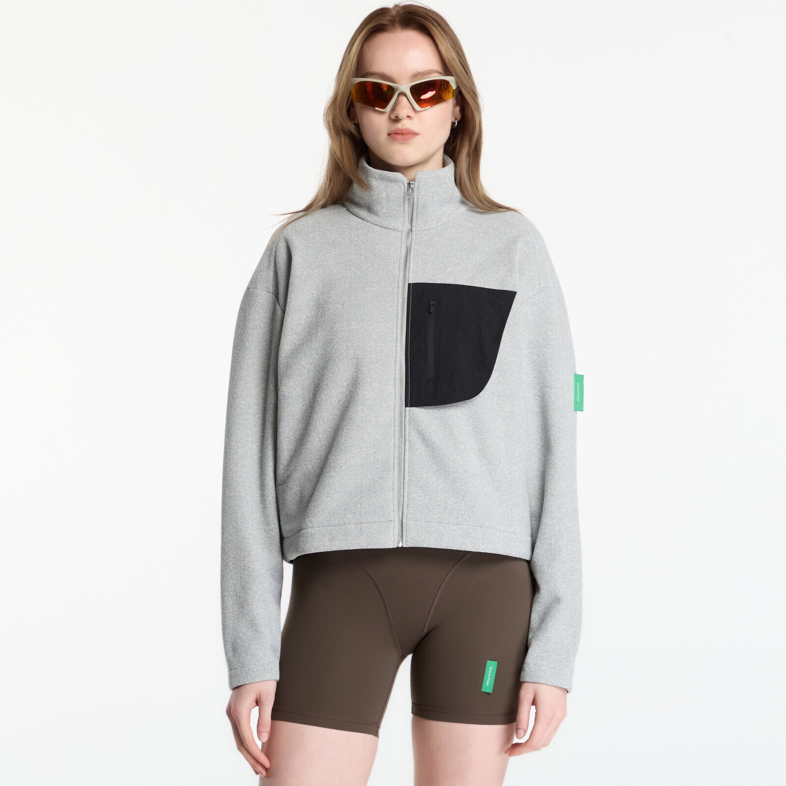 Sweatshirt District Vision Cropped Brushed Fleece Melange Grey S