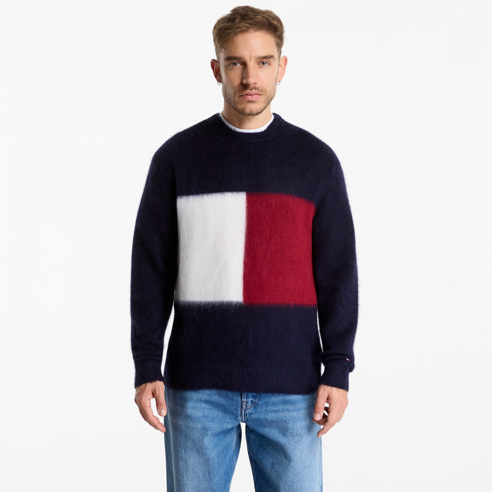 Sweater Tommy Hilfiger Alpaca Blend Big Flag Crew Neck Desert Sky L