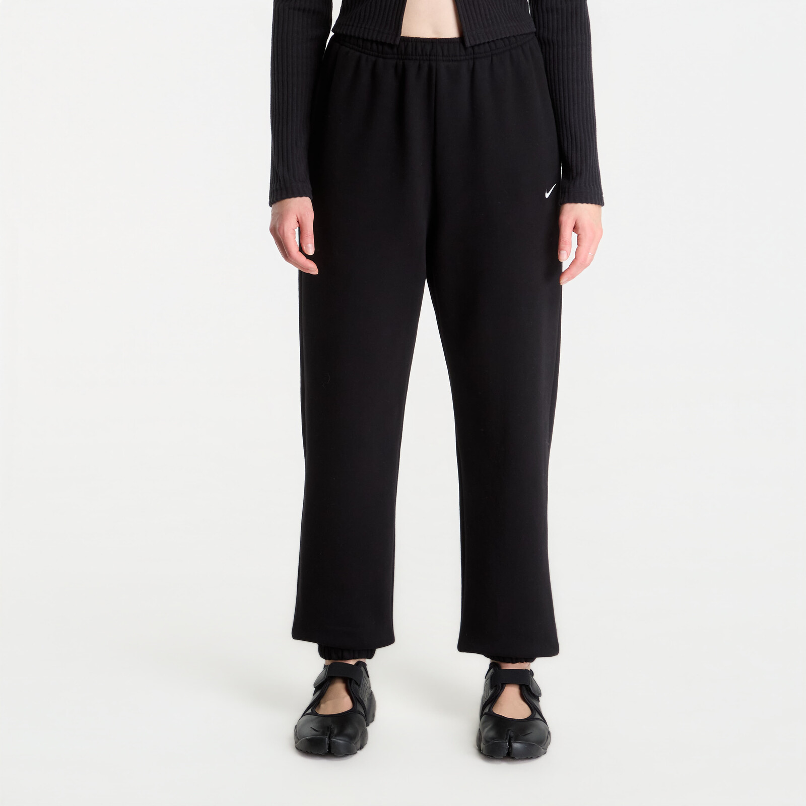 Pants Nike Studio Fleece Medium Weight High-Rise Oversized Cuffed Pants Total Black/ Sail M