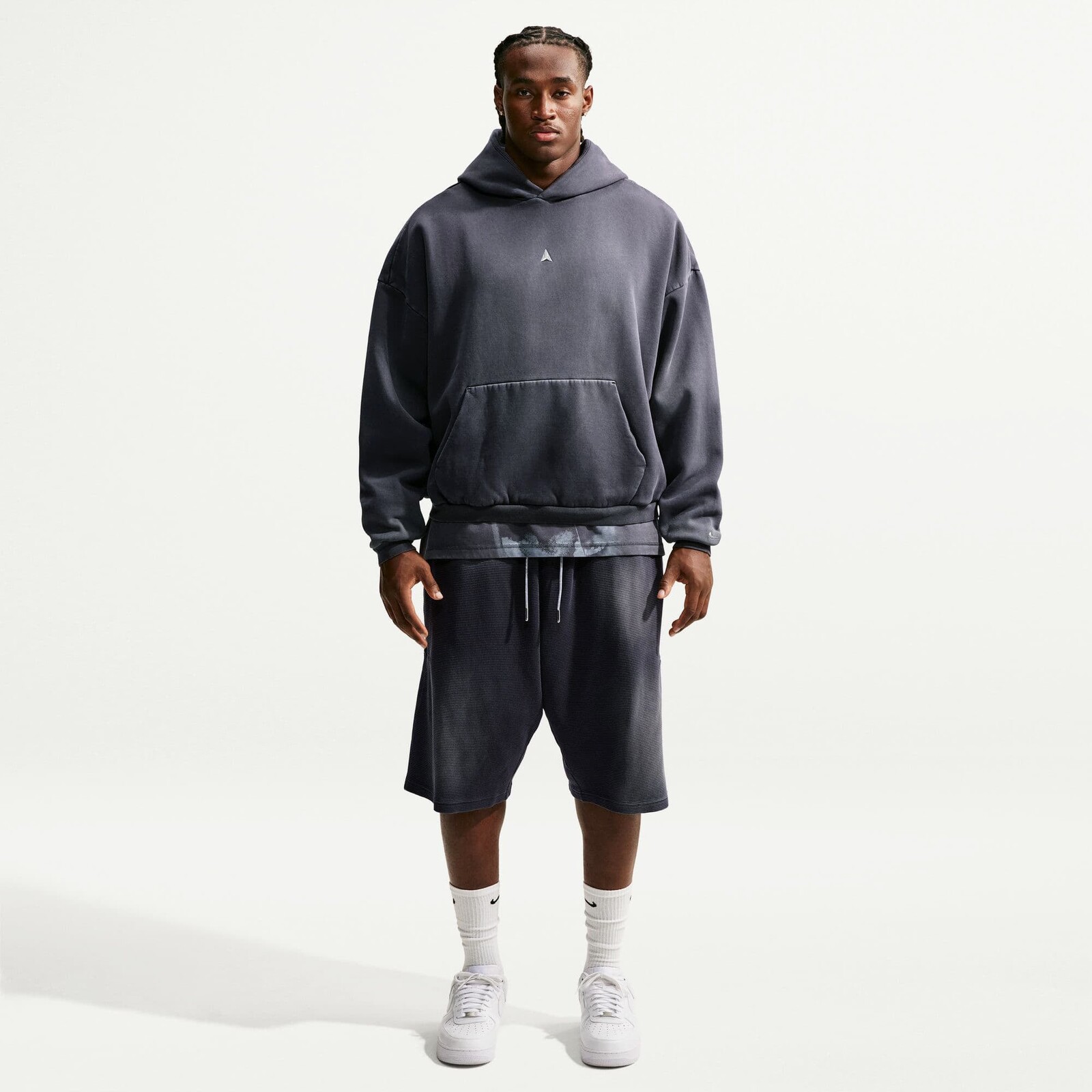 Sweatshirt Nike Ja Standard Issue Therma-FIT Fleece Basketball Pullover Hoodie Black/ Ice Silver XS