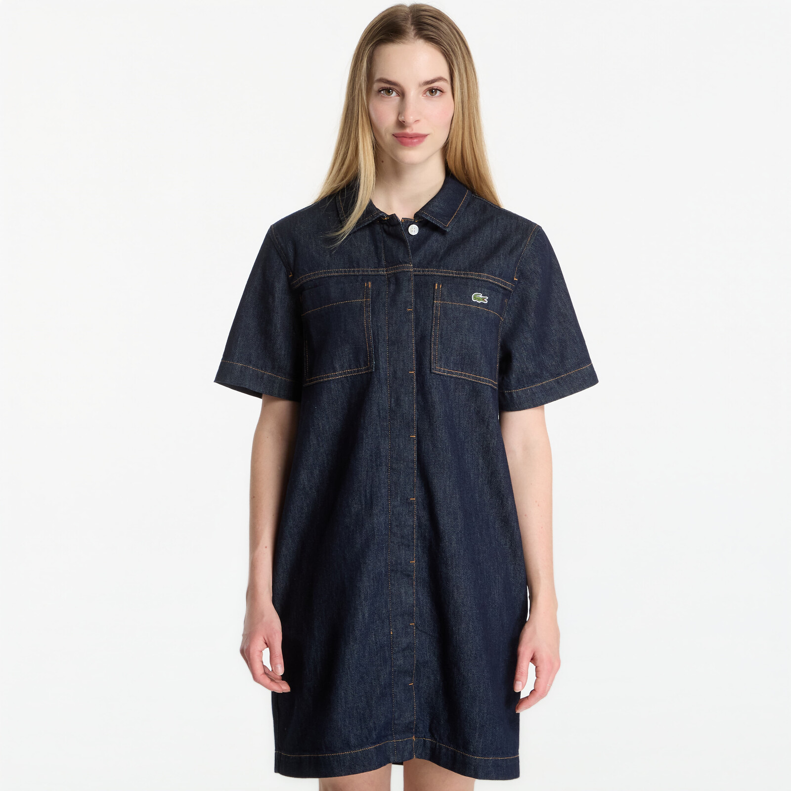 Lacoste Short Sleeves Dresses Rinse Blue 38