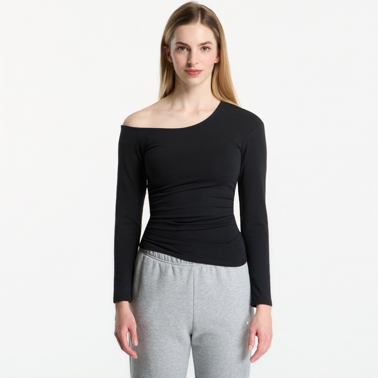 Top Nike Sportswear Women's Tight Off-Shoulder Long-Sleeve Top Black/ Sail M