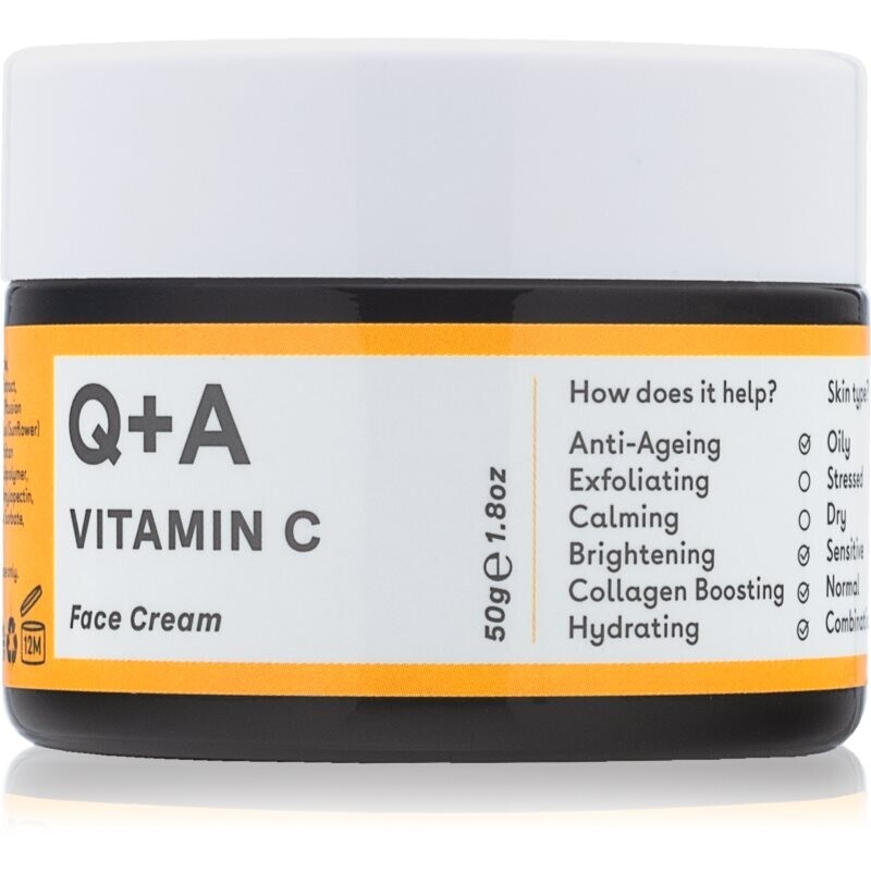 Q+A Vitamin C hydrating and illuminating face cream fragrance-free 50 g
