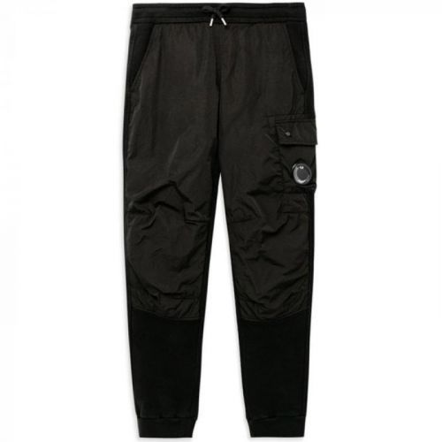 C.p. Company C.P Company Panelled Logo Embroidery Sweatpants Colour: BLACK, Size: 8 YEARS