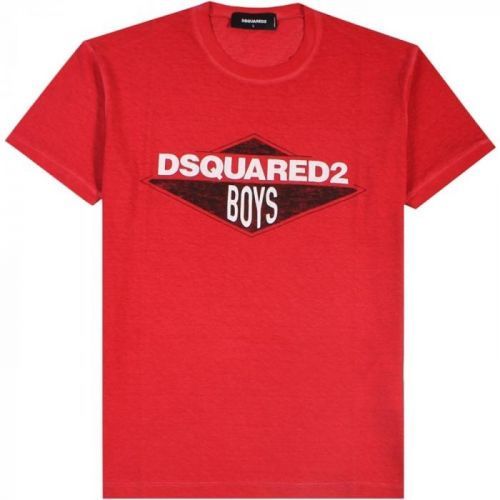 Dsquared2 Boys Logo Print T-Shirt Red Colour: RED, Size: MEDIUM