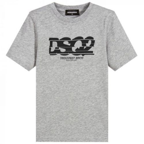 DSquared2 Kids DSQ2 Logo Print T-Shirt Colour: GREY, Size: 6 YEARS