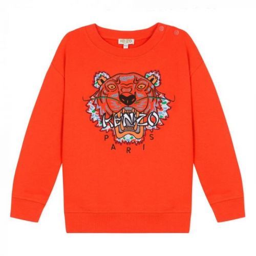 Kenzo Baby Tiger Print Sweatshirt Orange Size: 6 MONTHS, Colour: ORANGE
