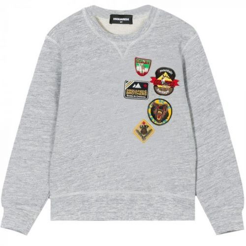 Dsquared2 Kids Badge Sweatshirt Grey  Colour: GREY, Size: 6 YEARS