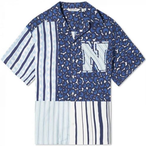 Neil Barrett Panneled Shirt Colour: BLUE, Size: SMALL