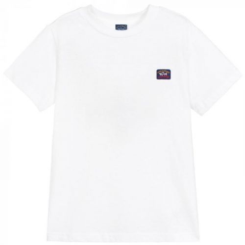 Paul & Shark Kids Logo Patch T-shirt Colour: WHITE, Size: 10 YEARS