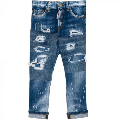 Dsquared2 Kids Glam Head Jeans Blue Colour: LIGHT BLUE, Size: 10 YEARS
