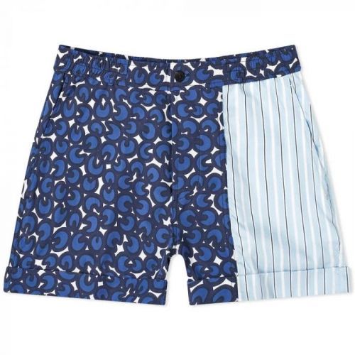 Neil Barrett Mix Print Swim Shorts Colour: BLUE, Size: SMALL