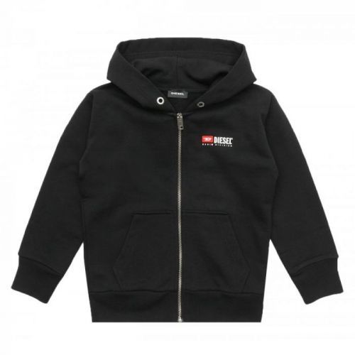 Diesel Embroidered Logo Hoodie Colour: BLACK, Size: 4 YEARS