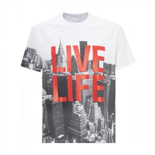 Neil Barrett Live Life T-shirt Colour: WHITE, Size: SMALL