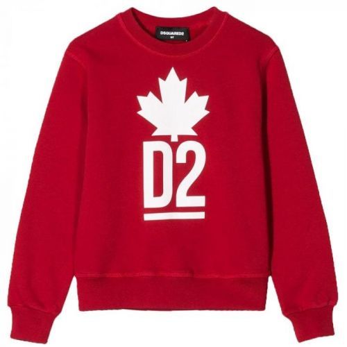 DSquared2 Kids Maple Leaf D2 Sweatshirt Colour: RED, Size: 10 YEARS