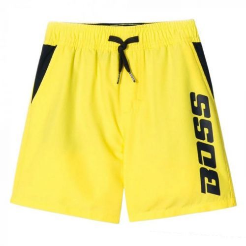 Hugo Boss Kids Yellow Logo Swimshorts Colour: YELLOW, Size: 6 YEARS