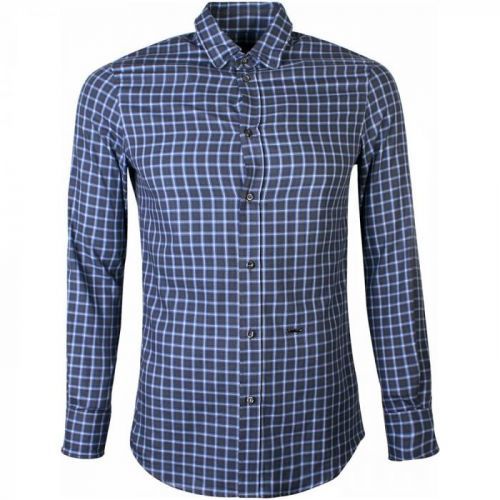 DSquared2 Blue Checked Cotton Flannel Shirt Colour: BLUE, Size: SMALL