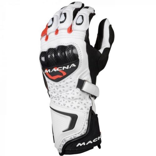 Macna Track R White Black Red Motorcycle Gloves  S