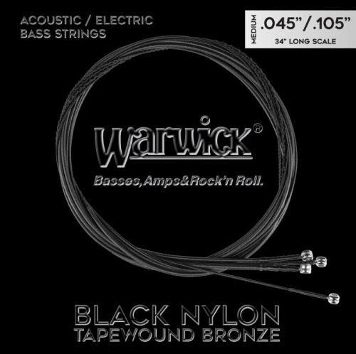 Warwick Black Nylon Tapewound Acoustic/Electric Bass String Set Medium .045-.105