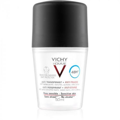 Vichy Homme Deodorant No White or Yellow Marks Roll-On Deodorant  48h 50 ml