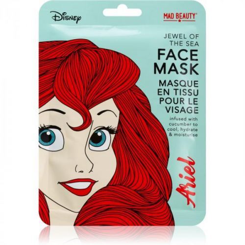 Mad Beauty Disney Princess Ariel Moisturising face sheet mask With Extracts Of Cucumber 25 ml
