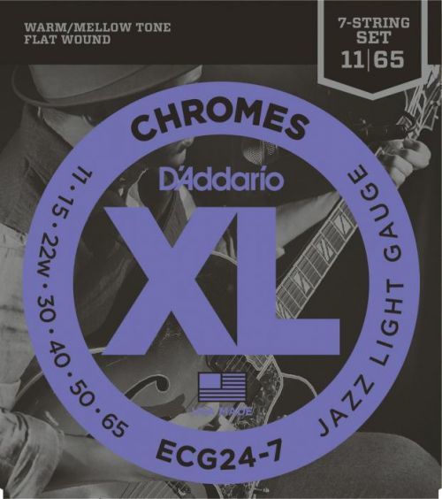 D'Addario ECG24 7 Chromes Flat Wound Jazz Light 7 strings