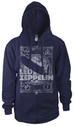 Led Zeppelin Vintage Print LZ1 Hooded Sweatshirt Zip L