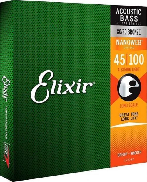 Elixir 14502 Anti-Rust NanoWeb Coated Acoustic Bass Strings 45-100