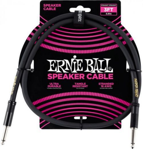 Ernie Ball 3' Straight/Straight Speaker Cable Black