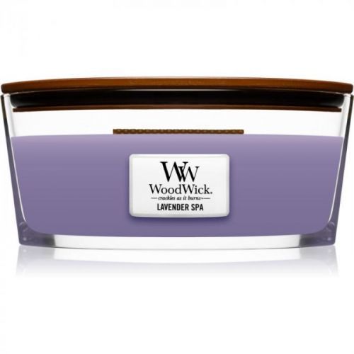 Woodwick Lavender Spa scented candle wooden wick (hearthwick) 453,6 g