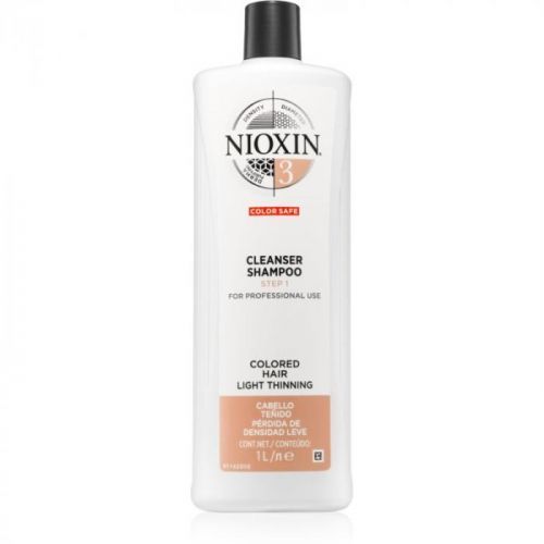 Nioxin System 3 Color Safe Cleanser Shampoo Anti-Hair Loss Shampoo for Coloured Hair 1000 ml