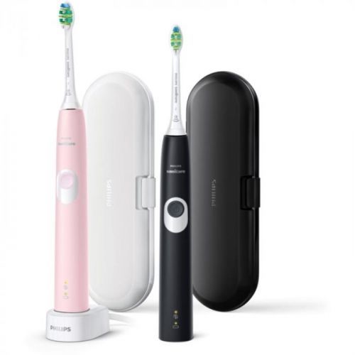 Philips Sonicare 4300 Protective Clean HX6800/35 Sonic Electric Toothbrush, 2 shafts Black and Pink