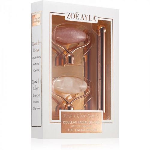 Zoë Ayla Luxurious Rose & Clear Quartz Roller Massage Roller (for Face) + Replacement Heads