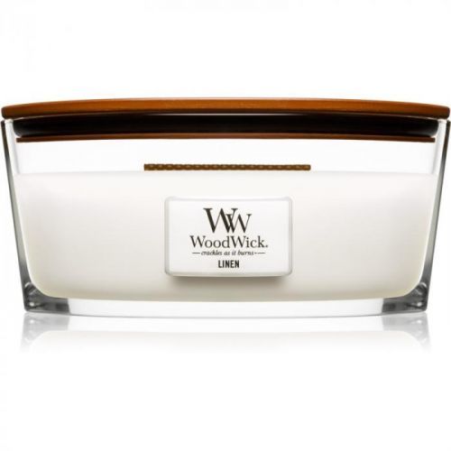 Woodwick Linen scented candle wooden wick (hearthwick) 453,6 g