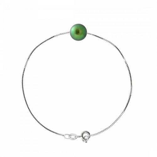Malachite Green Round Pearl Bracelet 8-9mm