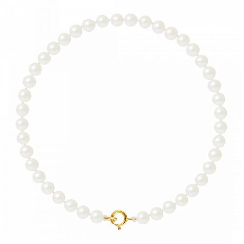 Yellow Gold White Pearl Bracelet