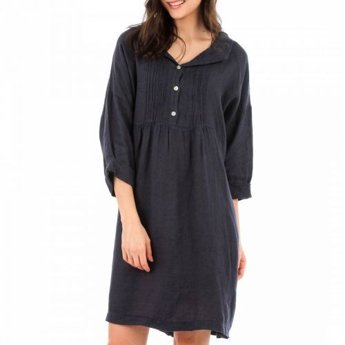 Navy Mini Linen Dress